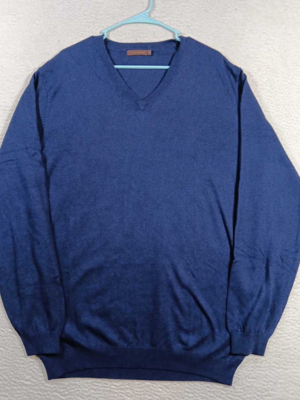 J. Hilburn Sweater Mens XLT Blue Cotton Silk Cashmere Pullover V Neck